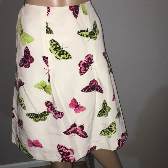 Talbots Dresses & Skirts - Talbots White Silk/Cotton Blend Butterfly Skirt